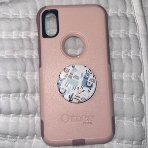 iPhone X Otter Box with llama Pop Socket